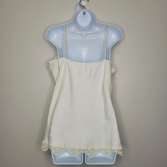 Studio Y cream lace trim crinkle coquette castlecore cami tank y2k cute - Picture 2 of 5